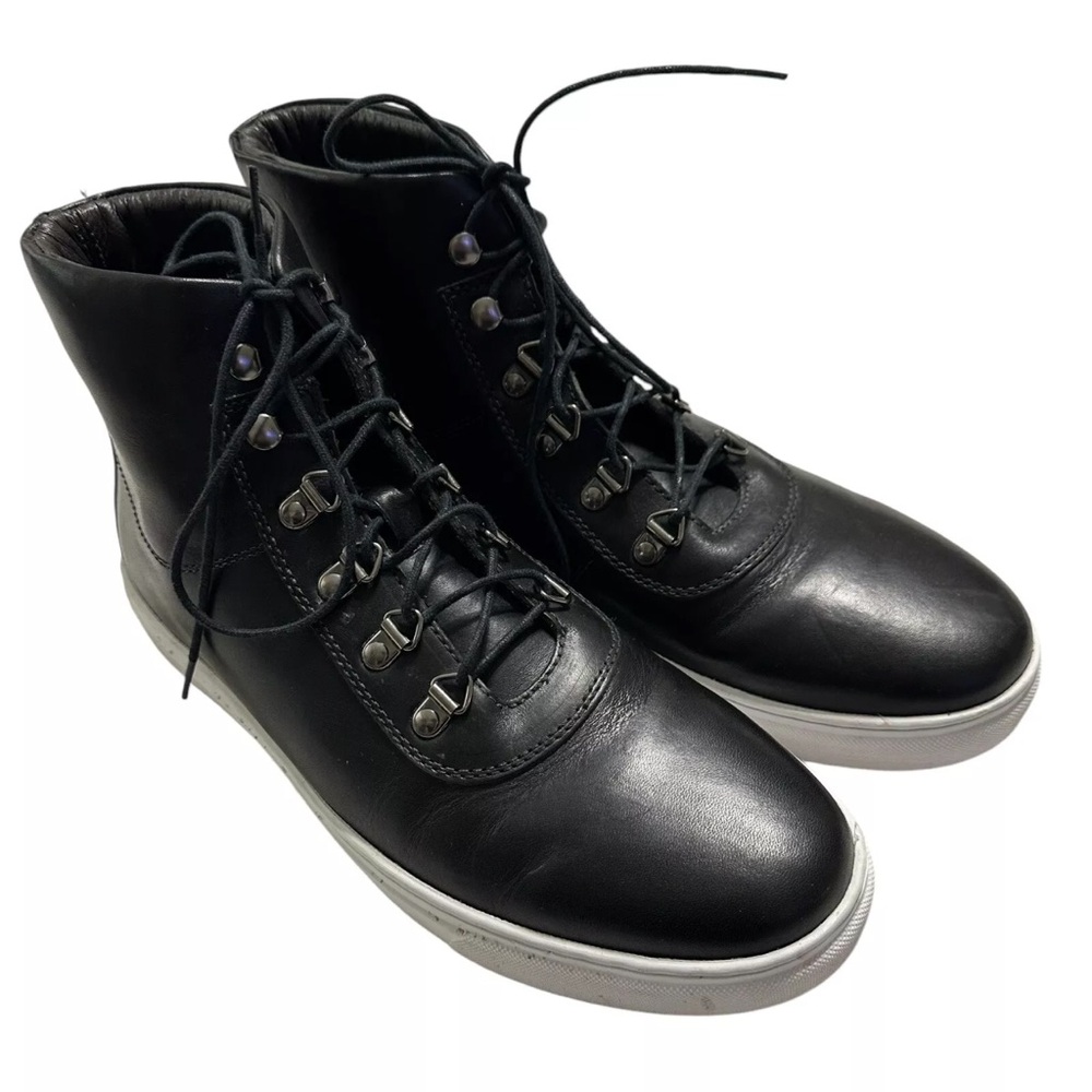 Helm The Charlie Ankle Men’s Lace Up Sneaker Boots In Black Leather Size 7M